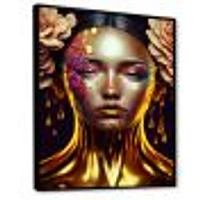 Gold Floral Woman Wall Art