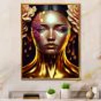 Gold Floral Woman Wall Art