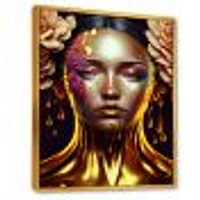 Gold Floral Woman Wall Art