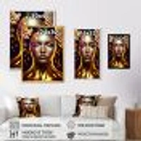 Gold Floral Woman Wall Art