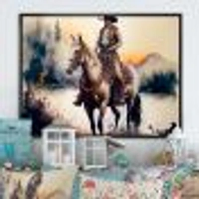 Western Cowboy Riding A Horse Wall Art