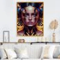 Woman With Colorful Butterfly V Wall Art