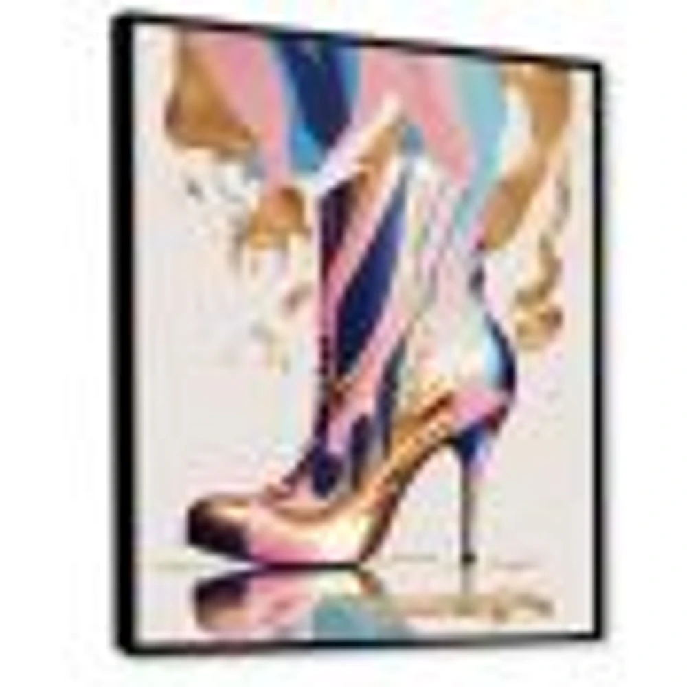 Pink And Blue Art Deco High Heel Boots Wall