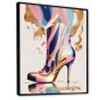 Pink And Blue Art Deco High Heel Boots Wall