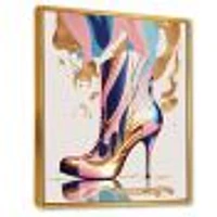 Pink And Blue Art Deco High Heel Boots Wall