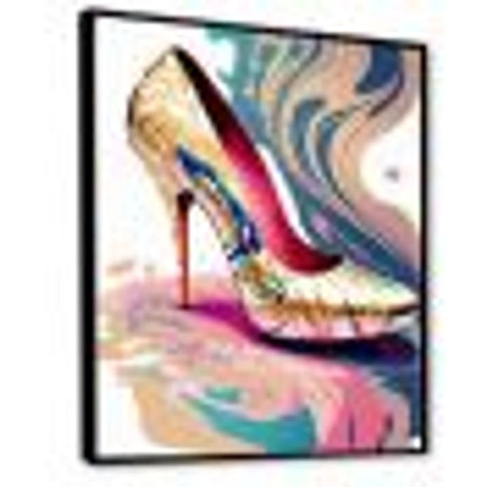 Pink And Blue Art Deco High Heel Shoes IV Wall