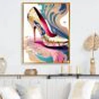 Pink And Blue Art Deco High Heel Shoes IV Wall