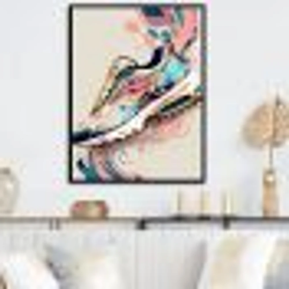 Pink And Blue Art Deco Sport Shoes Wall