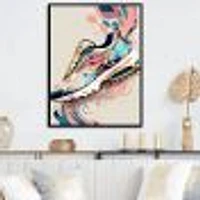 Pink And Blue Art Deco Sport Shoes Wall