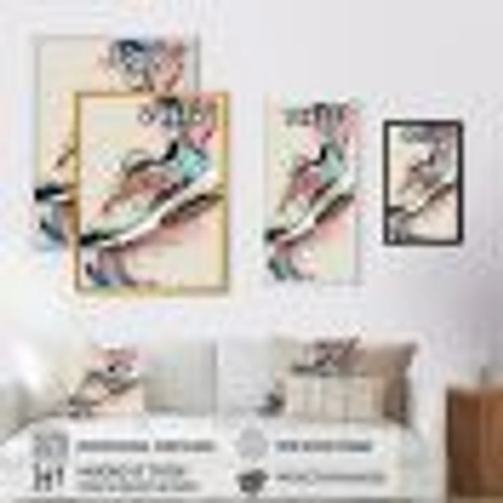 Pink And Blue Art Deco Sport Shoes Wall