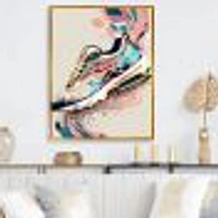 Pink And Blue Art Deco Sport Shoes Wall