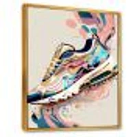 Pink And Blue Art Deco Sport Shoes Wall