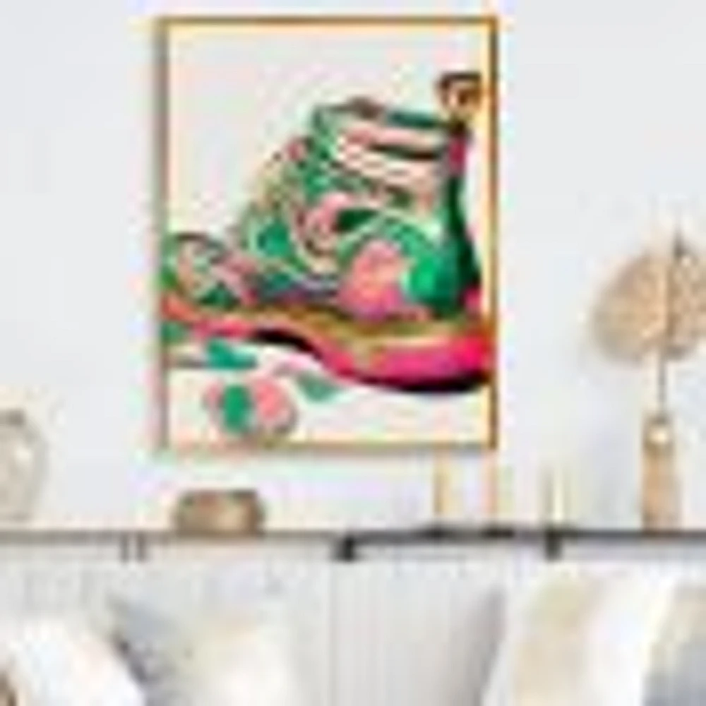 Pink And Green Art Deco Army Shoes Wall