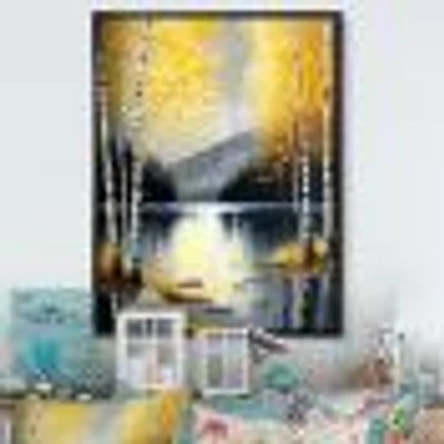 Monochrome Golden Birch Trees By The Lake I Wall Art