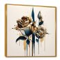 Roses Flow Flower On Golden Beige Paint V Wall Art