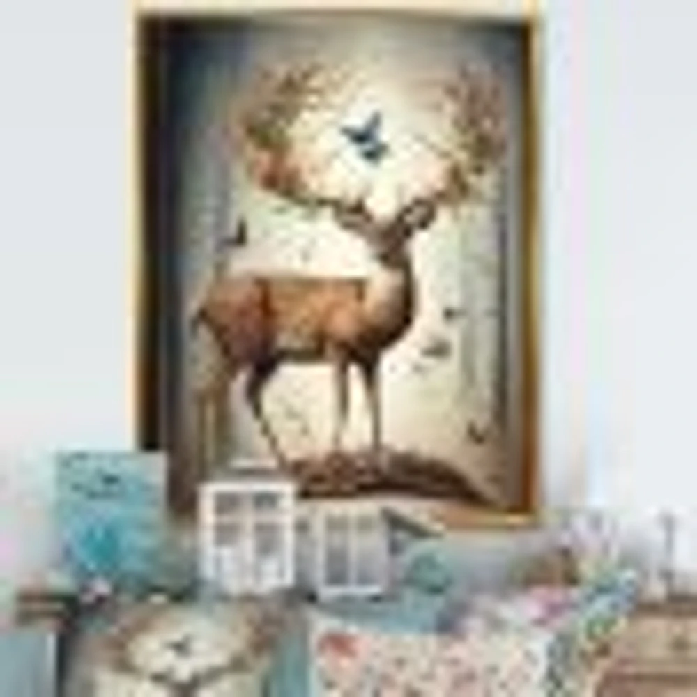 Deer With Blooming Antlers Wall Art