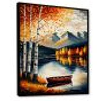 Red And Orange Birch Trees By The Lake VII Wall Art