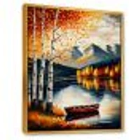 Red And Orange Birch Trees By The Lake VII Wall Art