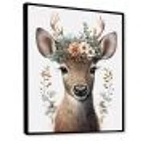 Cute Baby Caribou With Floral Crown I Wall Art