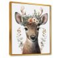 Cute Baby Caribou With Floral Crown I Wall Art