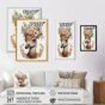 Cute Baby Flamingo With Floral Crown Wall Art