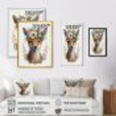 Cute Baby Fox With Floral Crown Wall Art