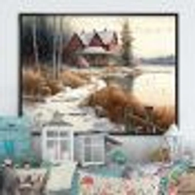 Calm Red Barn Winter Wall Art