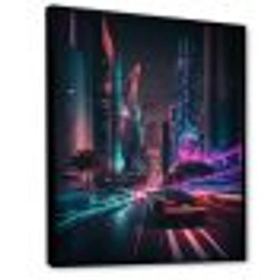 Futuristic Miami Neon Art Wall