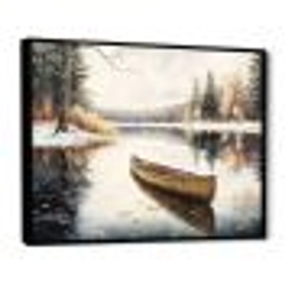 Winter Scene With Canoe Wall Art