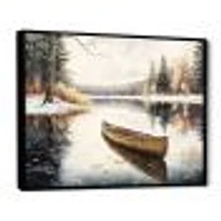 Winter Scene With Canoe Wall Art