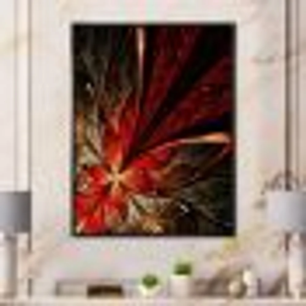 Fractal Flower Yellow and Red  Wall Art