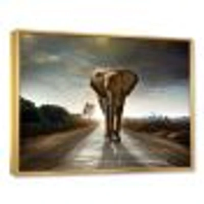 Single Walking Elephant  Canvas Art Print