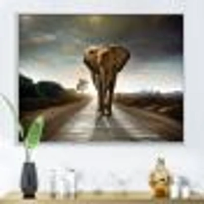 Single Walking Elephant  Canvas Art Print