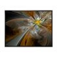 Symmetrical Yellow Fractal Flower Digital Art Canvas Print