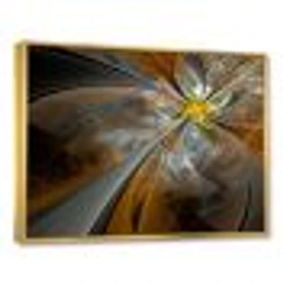 Symmetrical Yellow Fractal Flower Digital Art Canvas Print