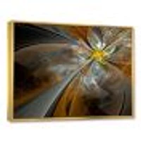 Symmetrical Yellow Fractal Flower Digital Art Canvas Print