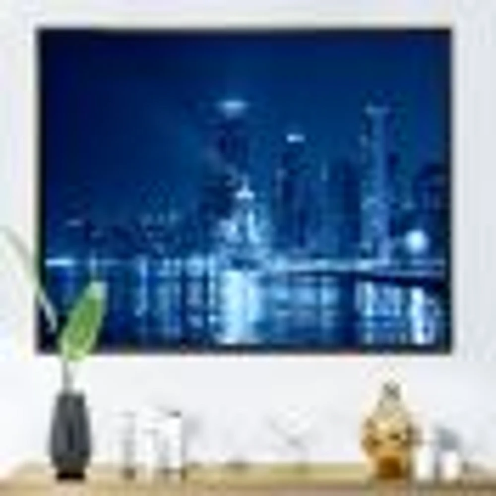 Blue Chicago Skyline Night  Canvas Print