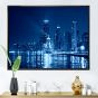 Blue Chicago Skyline Night  Canvas Print