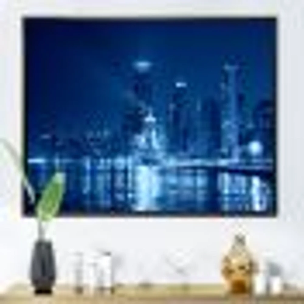 Blue Chicago Skyline Night  Canvas Print