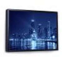 Blue Chicago Skyline Night  Canvas Print