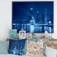 Blue Chicago Skyline Night  Canvas Print