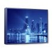 Blue Chicago Skyline Night  Canvas Print