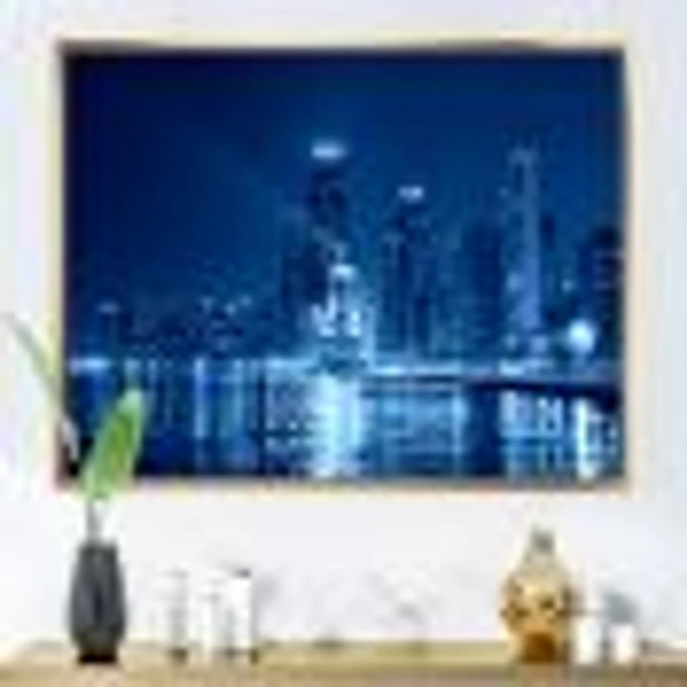 Blue Chicago Skyline Night  Canvas Print