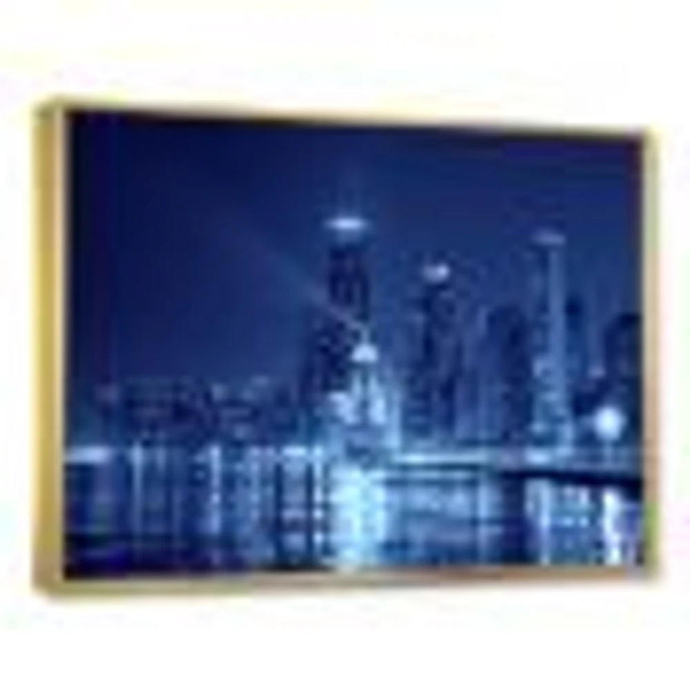 Blue Chicago Skyline Night  Canvas Print