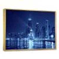 Blue Chicago Skyline Night  Canvas Print