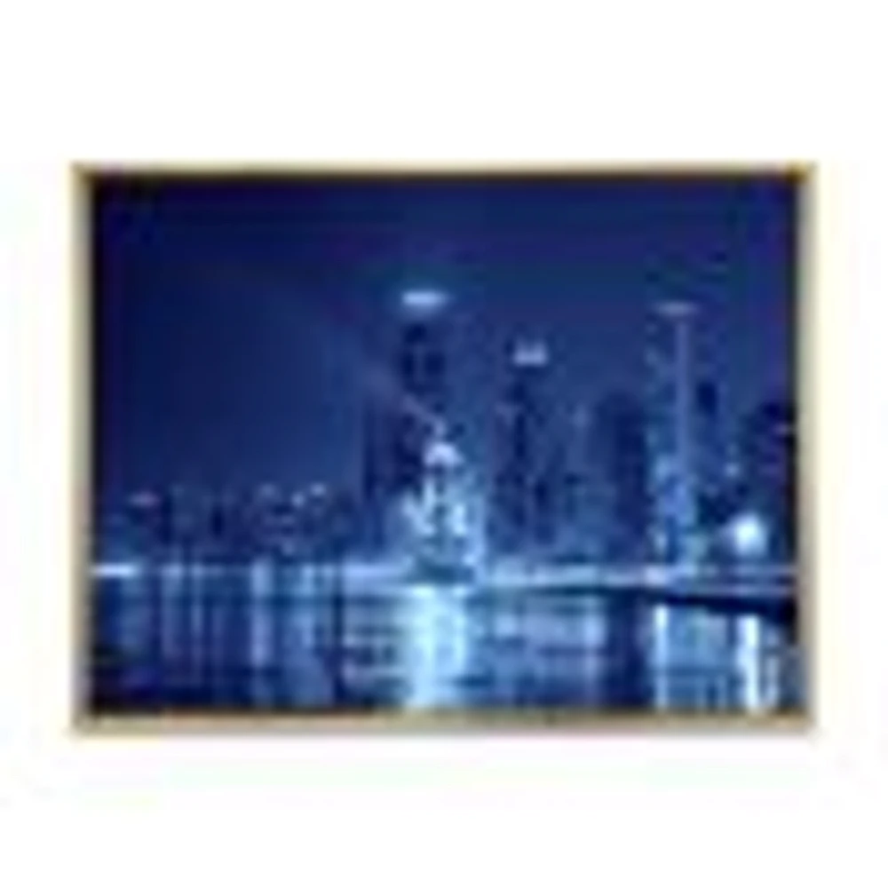 Blue Chicago Skyline Night  Canvas Print