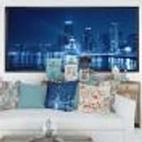 Blue Chicago Skyline Night  Canvas Print