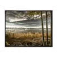 Pier Brown Lake  Canvas Art Print