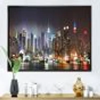 Lit NYC Manhattan Skyline  Canvas Print