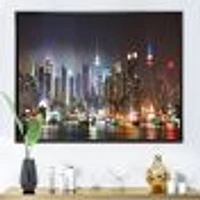 Lit NYC Manhattan Skyline  Canvas Print